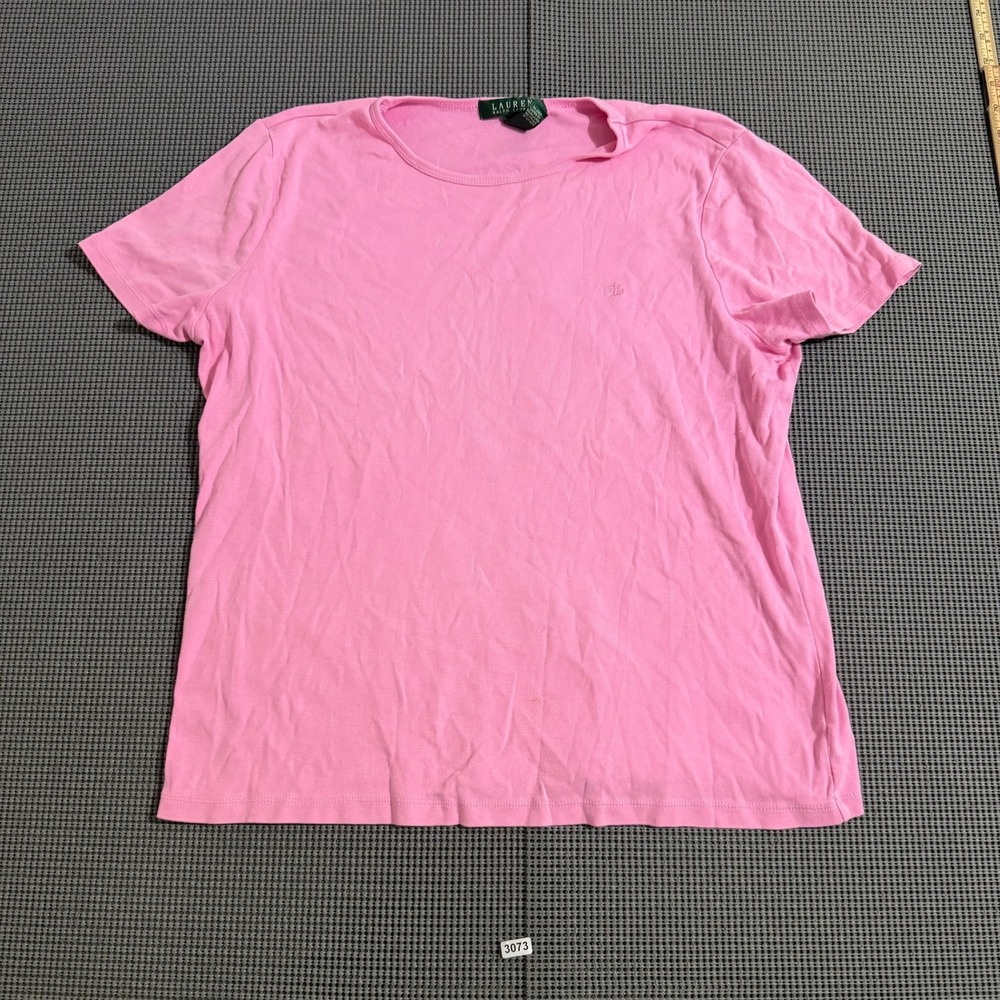 Lauren Ralph Lauren Womens Pink Short Sleeve Crew Neck T-Shirt Size XL